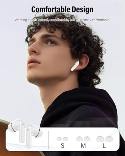 Wireless Earbuds, Bluetooth 5.4 Headphones Bass Stereo, Ear Buds with Noise Cancelling Mic, LED Display in Ear Earphones Clear Calls, IP7 Waterproof Bluetooth Earbuds for Phones/Sports/Laptop, White — view 6