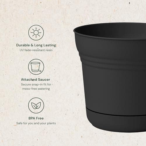 Bloem Saturn Planter, 10", Black — view 2