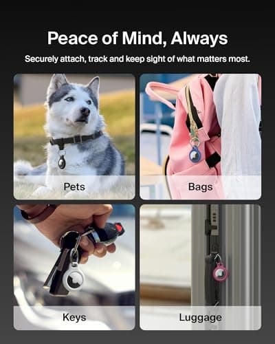 Belkin Apple AirTag Secure Holder with Key Ring - Durable Scratch Resistant Case with Open Face & Raised Edges - Protective AirTag Keychain Accessory for Keys, Pets, Luggage & More - Black — view 2