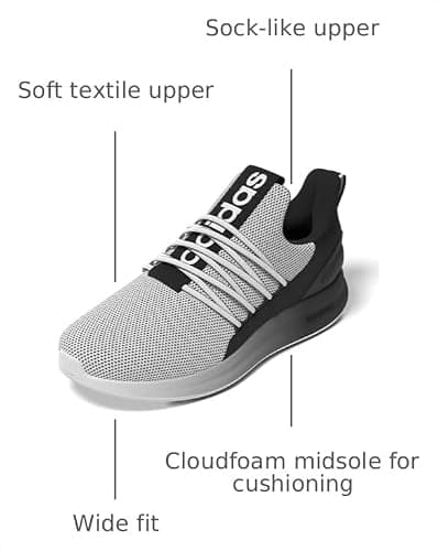Adidas Men's Lite Racer Adapt 7.0, White/Black/White, 10.5 — view 2