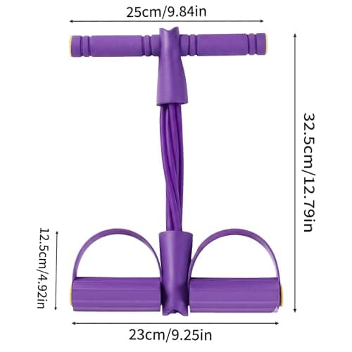 Multi-Function Abdominal Trainer & 6-Tube Elastic Resistance Band with Pedal Puller, Sit-Up Equipment & Bodybuilding Expander, Home Full Body Workout Machine for Yoga, Fitness, Purple — view 2