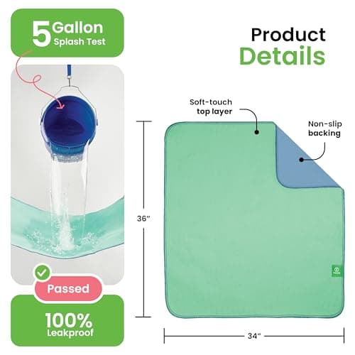 IMPROVIA® Washable Underpads, 34" x 36" (Pack of 4) - Heavy Absorbency Reusable Bedwetting Incontinence Pads for Kids, Adults, Elderly, and Pets - Waterproof Protective Pad for Bed, Couch, Sofa, Floor — view 2