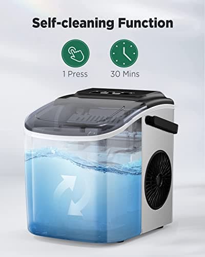 Silonn Ice Makers Countertop, 9 Cubes Ready in 6 Mins, 26lbs in 24Hrs, Self-Cleaning Ice Machine with Ice Scoop and Basket, 2 Sizes of Bullet Ice — view 3