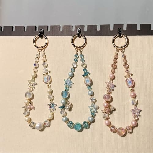 Kaluofan Phone Wrist Strap, Ocean Themed Keychain Wristlet, Beaded Camera Wrist Strap, Cute Phone Lanyard Purse Charms Bag Charm Camera Chain(Pink) — view 5