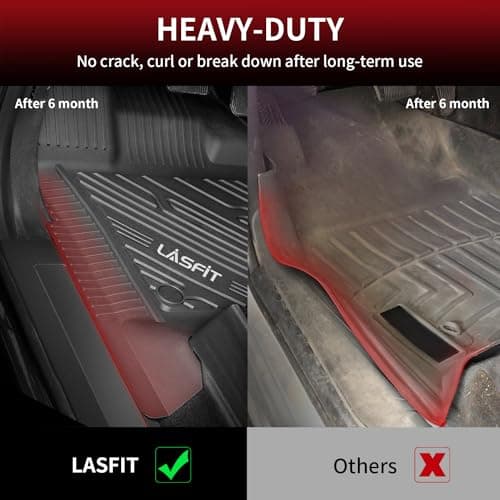 LASFIT 3D Floor Mats for Ford F-150 2015-2025 2026 | F150 Lightning 2022-2026 SuperCrew (Without Fold Flat Storage), Premium TPE All Weather Truck Liners for F150 Accessories, Non-Silp Heavy-Duty Mats — view 3