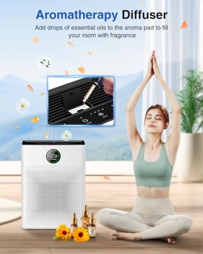 Air Purifiers for Home Large Room up to 2200sq.ft, MOOKA Air purifier for Home Pets with Washable Filter, PM 2.5 Display Air Quality Sensor Air Cleaner for Bedroom, Dorm room, Pets, Office PR1 (White) — view 6