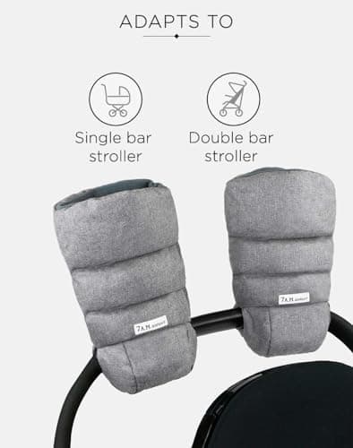 7AM Enfant Stroller Warmmuffs Gloves - Anti-Freeze Stroller Mittens for Handlebars, Water Repellent Hand Warmer Muff for Cold Weather, Plush Lined Stroller Warmmuffs | Winter Stroller Accessories — view 4