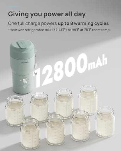 Papablic Pro Portable Bottle Warmer for Travel – 3X Faster Heating, 5 Temp Settings, Baby Milk & Formula Warmer On the Go, Long Battery Life, Mint Green — view 2