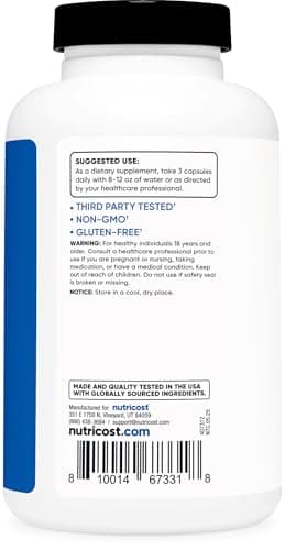 Nutricost Nitric Oxide Booster 2250mg, 180 Capsules, Gluten Free — view 3