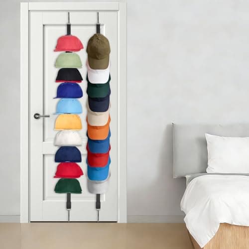 Door Hat Rack Organizer - 2 Pack Holds 20 Baseball Caps with 10 Hooks Each, Over-The-Door Hat Storage for Closet & Bedroom, Space-Saving Hat Rack for Hats Collection — view 5