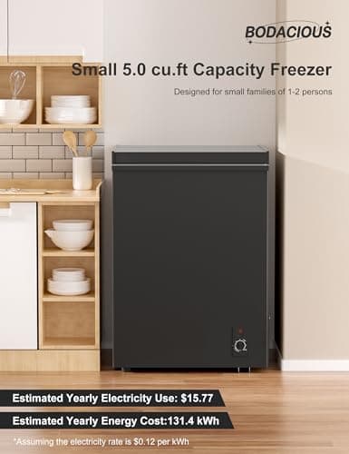 Bodacious Ultra Quiet Deep Freezer – 5.0 Cu Ft, Compact Design, Fast Freeze, Low Power Consumption, Ideal for Home, Restaurant & Small Shops — view 2