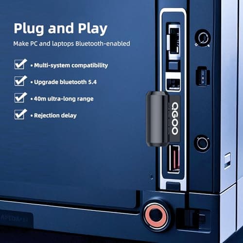 Bluetooth Adapter for Desktop PC: Plug & Play 5.4 USB Mini EDR Dongle Receiver & Transmitter for Laptop Computer Compatible with BT Headphones Keyboard Mouse Only Windows 11/10/8.1 — view 3