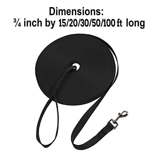 Hi Kiss Dog/Puppy Obedience Recall Training Agility Lead - 15ft 20ft 30ft 50ft 100ft Training Leash - Great for Play, Camping, or Backyard - Black 30ft — view 3