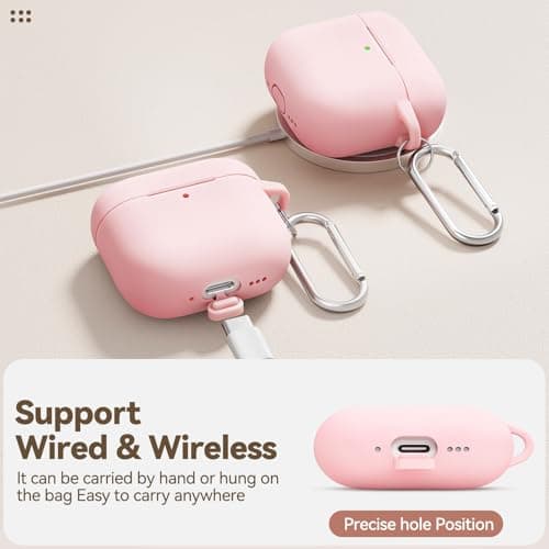 Wowwat for AirPods 4 Case Cover 2024, Soft Silicone Protector-Pink — view 5
