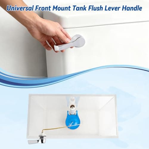 Hibbent Universal Front Mount Metal Toilet Handle Replacement Kit, Brass Toilet Tank Flush Lever with Stainless Steel Adjustable Flapper Chains for Most Toilets, Chrome — view 4
