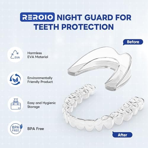 REROIO Mouth guard for Grinding Teeth, Comfortable Night Guard for Grinding Teeth, Perfect fit Anti Grinding Mouthguard for Adults, Mouth Guard for Sleeping with 2 Size Available — view 5