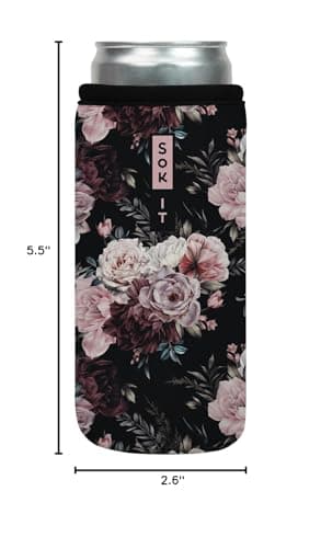 Sok It CanSok Sleeve for Beer & Soda Insulated Neoprene Cover (Bloom at Night, 12oz Slim Can Sleeve) — view 3