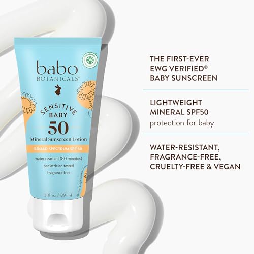Babo Botanicals Sensitive Baby Mineral Sunscreen Lotion SPF50 - Natural Zinc Oxide - Face & Body - Fragrance-Free - Water-Resistant - EWG Verified - Vegan - Extra Sensitive Skin - For Babies & Kids — view 4