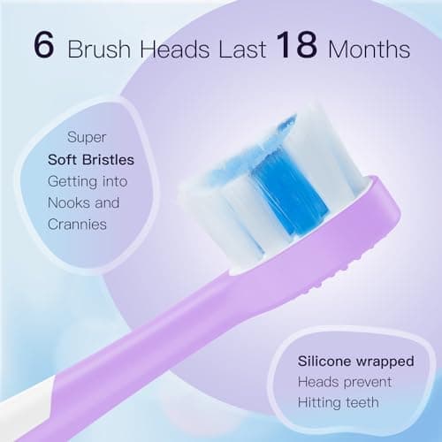 FUMEIKANG Kids Electric Toothbrushes 2 Pack Sonic Rechargeable Tooth Brush Gifts for Boys and Girls 3 4 5 6 7 8 9 10 11 12 (Purple+Pink) — view 4