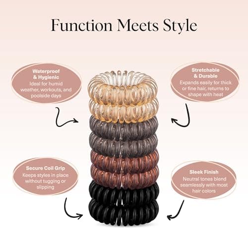 Kitsch Spiral Hair Ties for Women | Ponytail Holders - Brunette, 8 Pcs — view 3