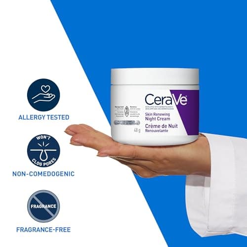 CeraVe Night Cream for Face, Skin Renewing Moisturizer for Men & Women With Hyaluronic Acid, Niacinamide, Bio Peptides & Ceramides. Fragrance Free, Non-comedogenic, Suitable for Sensitive Skin — view 6