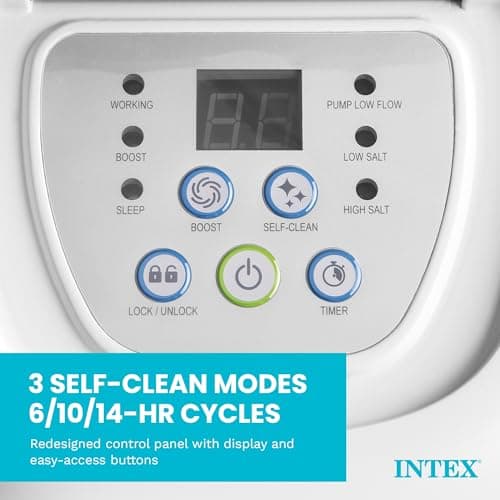 INTEX Krystal Clear Saltwater Pool Chlorine System for Above Ground Pools up to 4,500 Gallons, Pool Cleaner with Automatic Timer and Self Cleaning — view 5