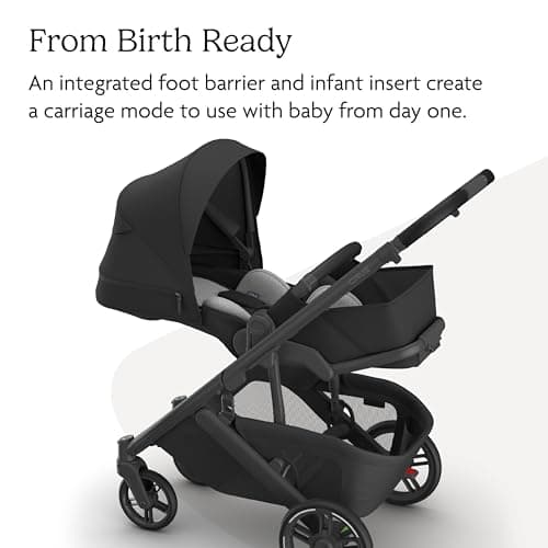 UPPAbaby Cruz V3 Stroller - from Birth + Car Seat Compatible - Full-Size, Reversible Seat - Infant Insert, Bug and Rain Shields Included - Jake (Charcoal/Carbon Frame/Black Leather) — view 3