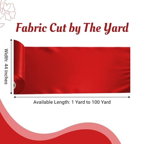 MDS Satin Fabric 5 Yards, 44" Wide, Silky Smooth Charmeuse Sateen Cloth for Wedding Arch Drapery Panel Backdrop Party Event Banquet Home Decoration Curtain Crafts DIY Sewing Costume - Red — view 2