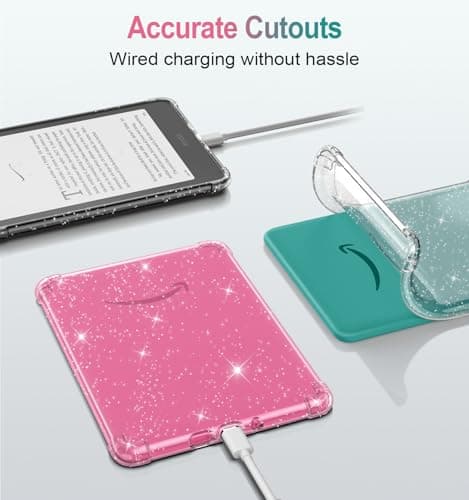 MoKo Case for All-new 7" Kindle Paperwhite (12th Generation-2024) and Kindle Colorsoft Signature Edition 2024 Ultra Thin Clear Flexible Transparent TPU Skin Bumper Back Cover Shell, Clear Glitter — view 5