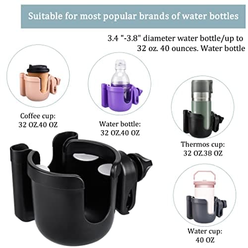 Suranew Universal Stroller Cup Holder, Adjustable Drink Holder with Phone Holder for Baby Stroller, Wheelchair, Walker, Bike, Scooter, Gifts for Family Member. — view 4