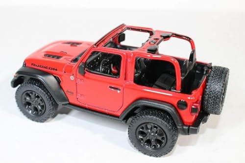 KiNSMART - Jeep Wrangler Rubicon Off Road 4x4 5 inch 1:34 Scale Die Cast Model Replica Toy Car (Red Opentop)