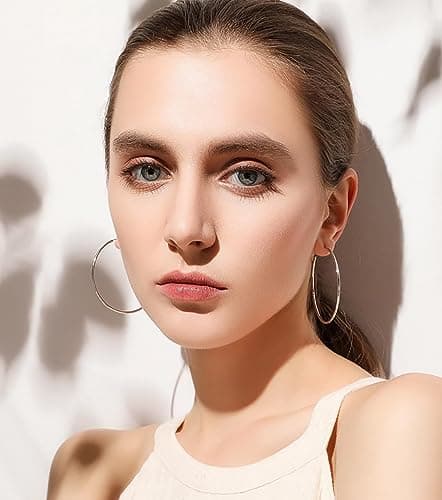 Cocadant 3 Pairs 50mm Big Gold Hoop Earrings for Women,Stainless Steel Big Hoop Earrings 14K Gold Plated Silver Hypoallergenic Hoops set