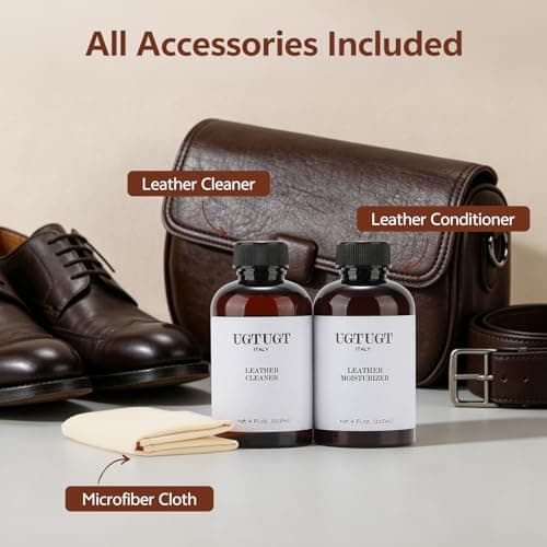 UGTUGT All in one Leather Cleaning Kit,Leather Cleaner and Leather Conditioner,Leather Care kit for Bag,Car seat,Restore Shine,Softens,Removes Stains,Leather Purse Cleaner,Leather Luster
