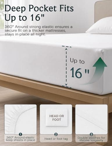 LuxClub 4 PC King Size Sheet Set Bed Sheets Deep Pockets Wrinkle Free Cooling Bed Sheets Machine Washable Hotel Bedding Silky Soft - White King — view 2