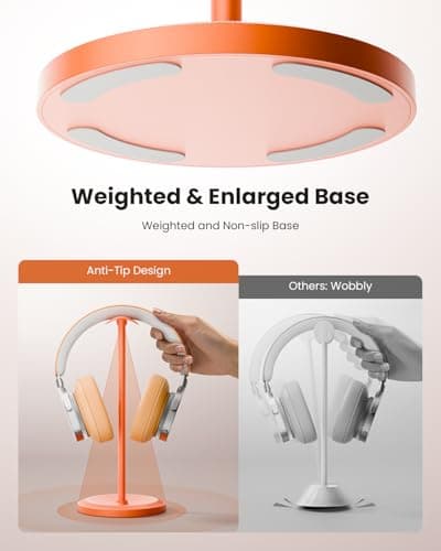 Tiiletzote Headphone Stand, Desktop Headset Holder, Orange — view 3