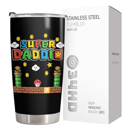 Father Day Gifts, Daddio Tumbler with Lid 20 oz Stainless Steel, Dad Coffee Mug, Gamer Dad Drinking Cup, Birthday Gifts for Father, Men, Husband — view 2