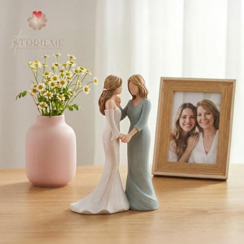 Storieme Mother of The Bride Gift from Daughter: Mom Touches Bride's Cheek Wedding Figurine Keepsake for Mom on My Wedding Day - Unique Mother's Day Birthday Present