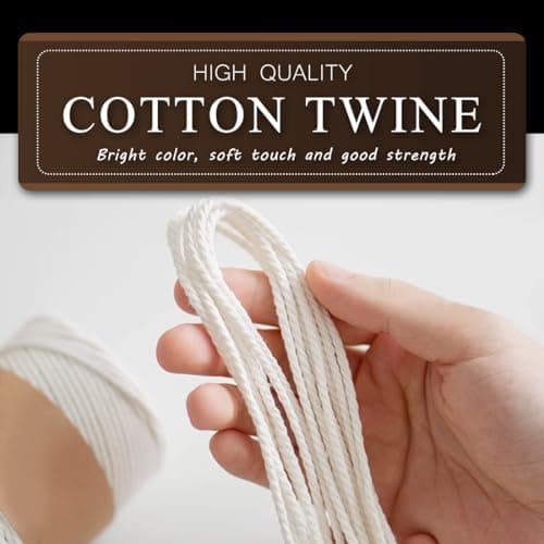 SMART&CASUAL 600 Feet 2mm Cotton Butcher Twine String Soft Food Safe for Cooking Craft Baker Kitchen Meat Turkey Sausage Roasting Gift Wrapping Gardening Crocheting Knitting — view 2