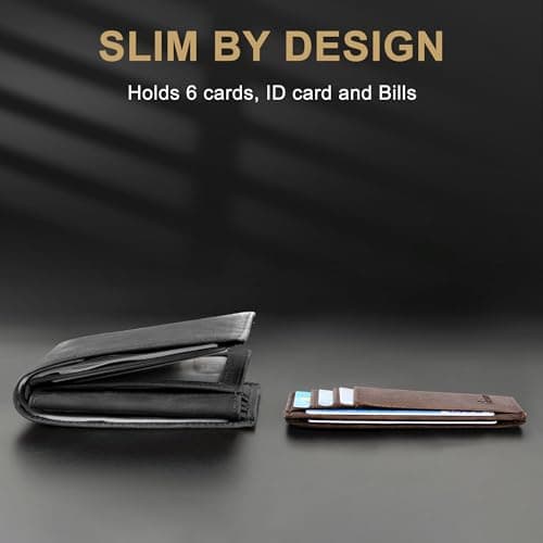 Travelambo Front Pocket Minimalist Leather Slim Wallet RFID Blocking Medium Size(Crazy Horse Coffee) — view 8
