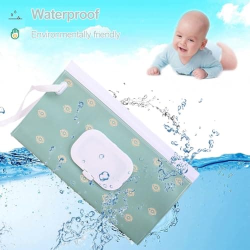 Baby Wipe Holder,4pcs Baby Wipes Dispenser,Portable Refillable Wipe Container,Reusable Travel Babies Wipes Case,Travel Babies Wipes Container,Portable Wet Wipe Dispenser Bag,Waterproof and Dustproof — view 3