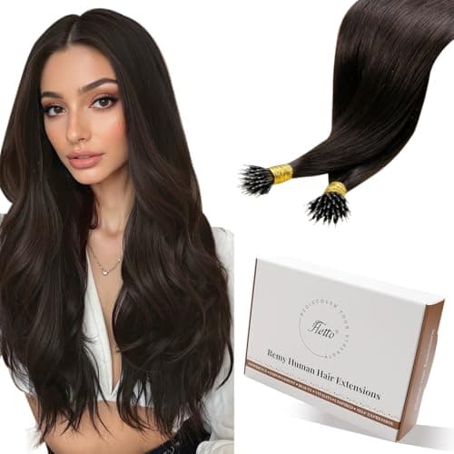 Hetto Nano Hair Extensions Real Human Hair Dark Brown 50g 50s 20 Inch