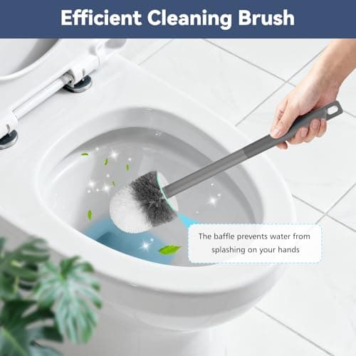EZKEY Toilet Bowl Brush and Holder, 3 Pack Compact Toilet Brush Set with Nylon Bristles Toilet Brush Hidden Scrubber Brushes for Bathroom Cleaning-Grey — view 5