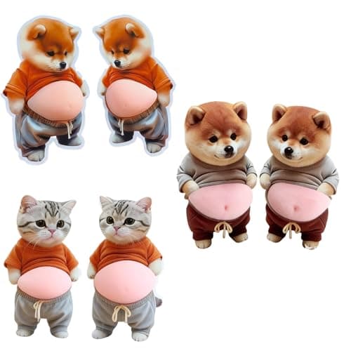 3D Cute Animal Belly Pads, Two of Each Kind, for Door Stoppers and Wall Protection, Silent Shock-Absorbing Pads, Suitable for Doorknobs, Refrigerators, Cabinets, Phones, and Car/Home Decoration
