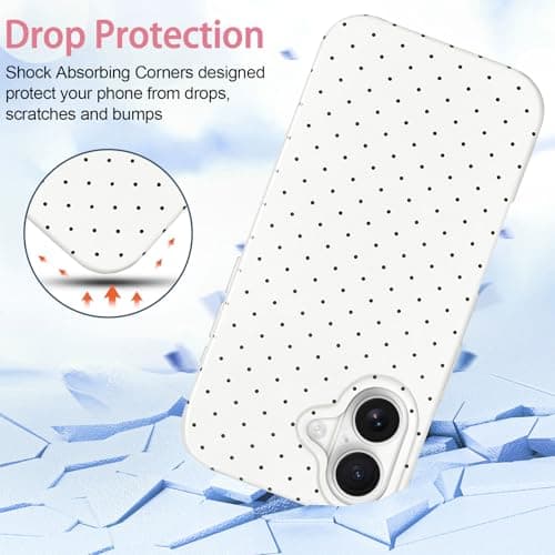 Hython for iPhone 17 Case Cute Polka Dot Aesthetic Design Simple Cover 6.3", Thin Slim Anti-Scratch Soft TPU Bumper Shockproof Rubber Protective Phone Cases for Women Girls Girly Boys, White — view 3