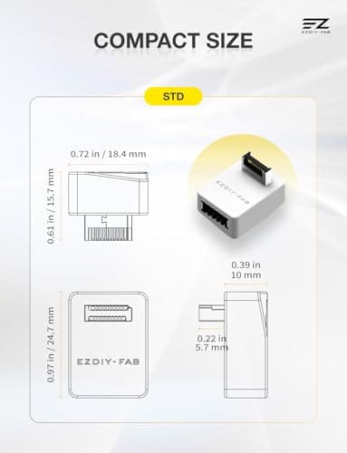 EZDIY-FAB USB 3.2 Gen 2 Type-E 90 Degree L-Shape Adapter, Motherboard USB-C Header Converter for Front Panel, Type-E Male to Female, Supports USB 3.2 Gen 2 (10Gbps) and Gen 2x2 (20Gbps),White-STD — view 5