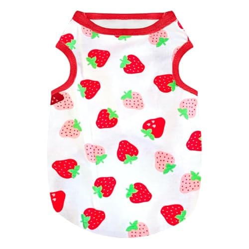 PETCARE Cartoon Dog Shirts for Small Dogs Cute Dog Clothes Red Strawberry Tshirt Soft Cotton Puppy Pajamas Breathable Sleeveless Pet Tank Top Spring Summer Dogs Clothes for Chihuahua Yorkie Shih Tzu — view 8