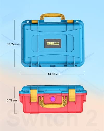STARTRC GAMES Hard Carrying Case for Nintendo Switch 2, Professional Deluxe IP67 Waterproof, Soft Lining Hard Travel Case for Nintendo Switch 2 Console Pro Controller & Accessories (Blue & Orange) — view 4