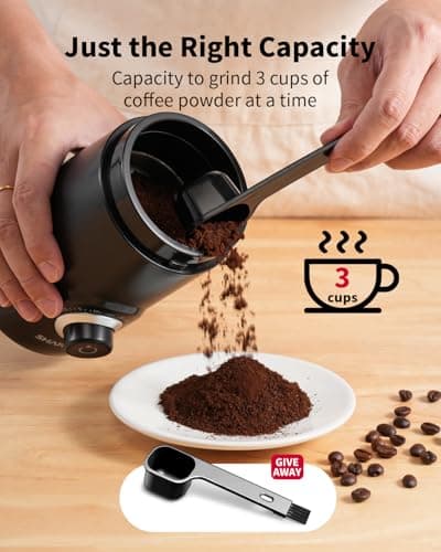 SHARDOR Electric Coffee Grinder, 70g Large Capacity Spice Grinder with Visual Timing Knob for Precise Grind, Quiet Coffee Bean Grinder for Espresso, French Press, Herbs and Grains, Black — view 4