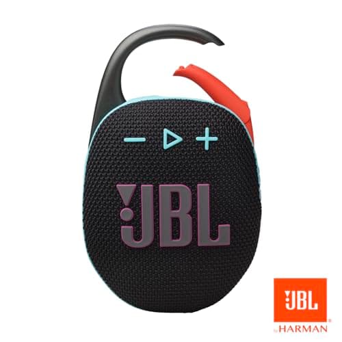 JBL Clip 5 - Ultra-Portable, Waterproof & Dustproof Bluetooth Speaker, Big Pro Sound with Punchy bass, Integrated Carabiner, Up to 12 Hours of Play, Recycled Materials (Black & Orange) — view 5