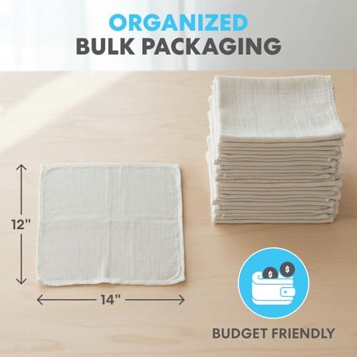 Simpli-Magic Cotton Shop Towels 14"x12" (145 Pack) – Reusable Cleaning Shop Rags for Automobiles, Industries, Garage and Homes (White) — view 4